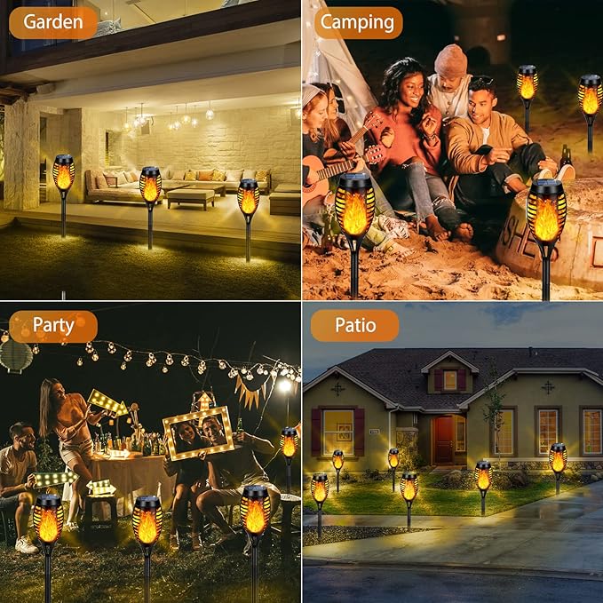 Solar Lights Outdoor, Upgraded 12 Pack Solar Torch Light with Flickering Flame Waterproof for Garden Decor, Flame Torches for Outside Landscape Porch Yard Pathway Decorations