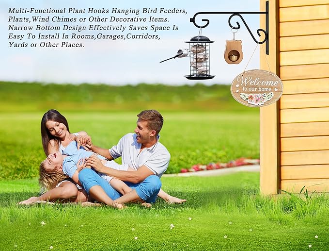 Plant Hanger Hook,2 Pcs Hanging Basket Hooks,6in Metal Wall Plant Hook for Outdoor or Indoor Hanging Flower Baskets,Bird Feeders,Solar Lanterns