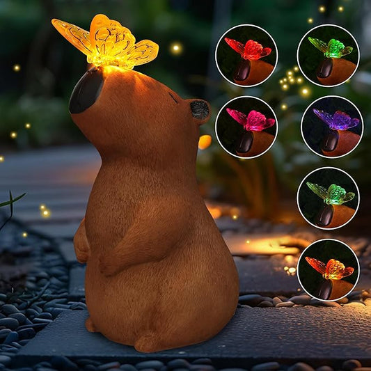 Garden Solar Outdoor Statues Capybara Light, Attivolife Outside & 7 Color Change Lamp, Patio Easter Ornament for Lawn Balcony Porch Yard Art Decor, for Mom Grandma