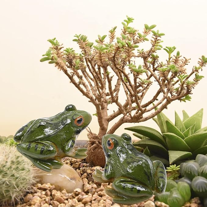 Miniature Frog Figurine, Fish Tank Decoration for Miniature Fairy Garden and Terrarium Statue(4 pcs)