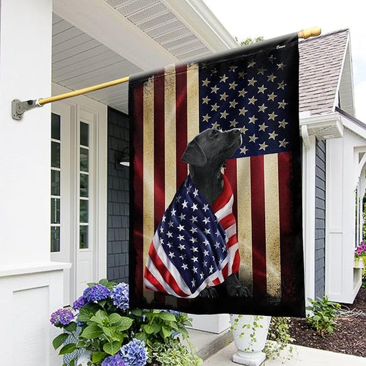FLAGWIX Black Labrador Retriever House Flags, Patriotic Dog Decor American Flag - 4th of July Decorations for Home, Yard Decor, House Flag 30x40 - Double Sided, Heavy Duty Canvas Flag Indoor Outdoor