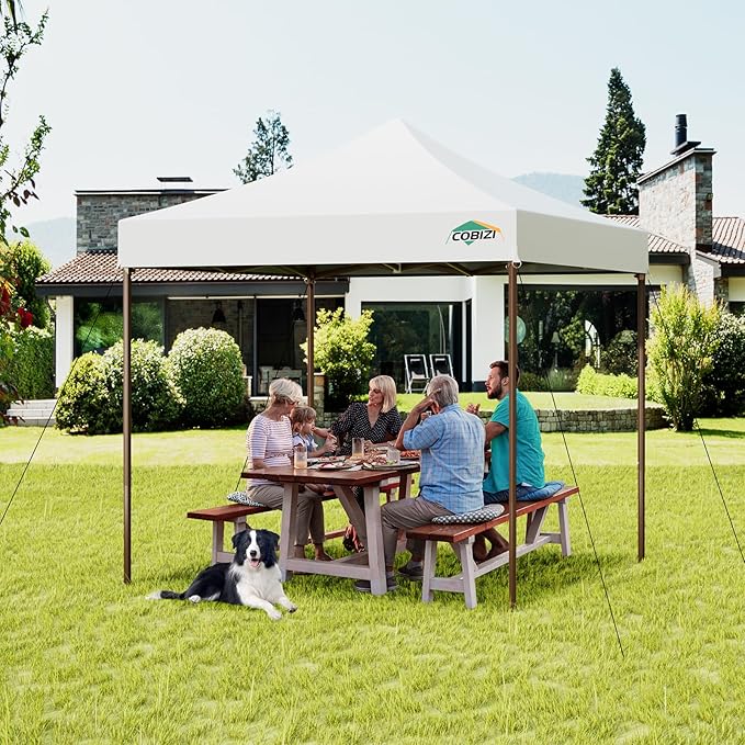 COBIZI 10x10 Pop Up Canopy Tent Heavy Duty with 4 Sidewall, Commercial Outdoor Easy Pop Up Gazebo for Party Wedding All Weather Waterproof UV 50+ with Carry Bag(Leg Upgraded),White