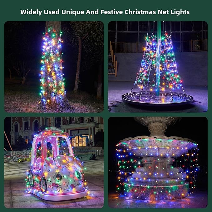 Led Net Lights Christmas Lights Outdoor Multicolor Christmas Net Lighting with 121Led Mini Globe Lights 5ftx5ft, Outdoor Indoor Fairy Mesh Net Lights for Christmas Trees, Bushes, Shrubs Decorations