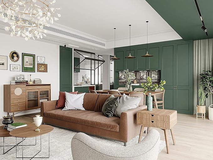 Dimoon 78.7''x17.7'' Green Peel and Stick Wallpaper Contact Paper Modern Self Adhesive Wall Paper Removable Renter Friendly Textured Solid Color Shelf Cabinet Vinyl Roll (78.7''x17.7'',Dark Green)