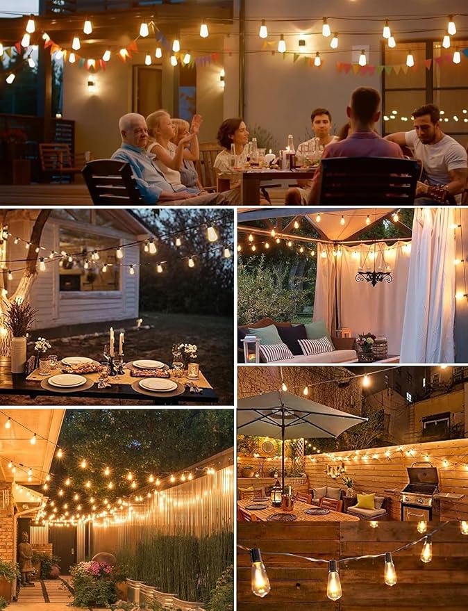 SUFEIMAS Outdoor String Lights Waterproof 400FT (100ft*4) shatterproof Patio Lights for Outside with 212 Vintage dimmable LED Edison Bulbs,Backyard Lights for Fence Garden,Balcony Porch Party Bistro