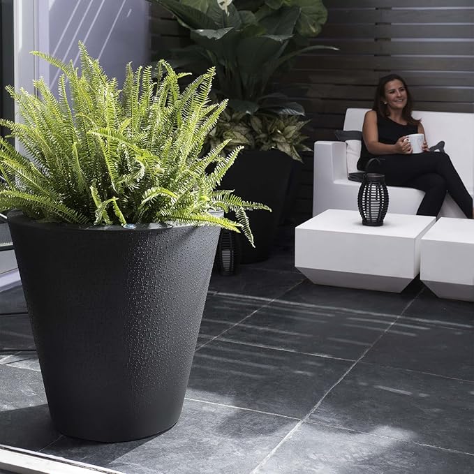 Crescent Garden Dot TruDrop Indoor/Outdoor Planter, Self-Watering Plant Pot, 20 Inches, (Mocha)