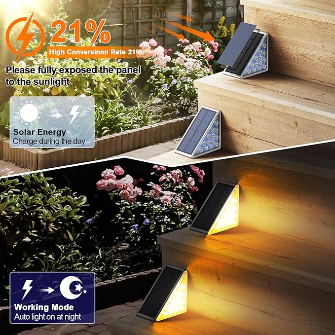 Solar Step Lights for Outside, Waterproof IP67, 12 Pack, Outdoor LED Step Lights, Decor for Stair, Deck, Front Step, Patio, Garden