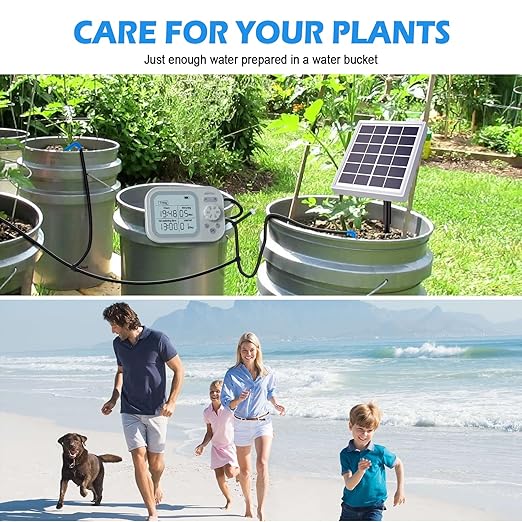 Solar Automatic Drip Irrigation System Houseplant Auto Self Watering Device Waterer for 15 Potted Plants Outdoor Indoor Garden Balcony Vacation While Away