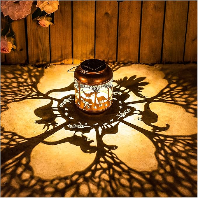 Dinosaur Solar Lanterns Outdoor Waterproof,Hanging Solar Lights Dinosaur Gifts for Women Men Metal LED Decorative Light for Yard,Patio,Lawn,Tabletop,Pathway,Landscape,Garden Decor