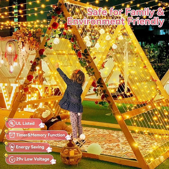 Heceltt 360 LED 118 FT String Lights Outdoor, 8 Modes Warm White Christmas Lights Plug in, IP44 Waterproof Led String Lights with Timer and Memory for Xmas Tree Yard Party Garden Decorations