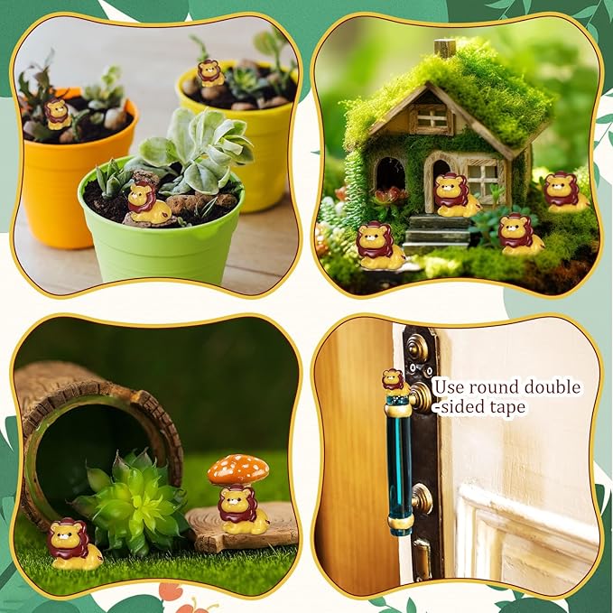 50 Pcs Mini Resin Lion Miniature Lion Figurines Bulk Adorable Garden Accessories for Micro Landscape Ornaments Home Decor Bookcase Living Room Scenes Kit
