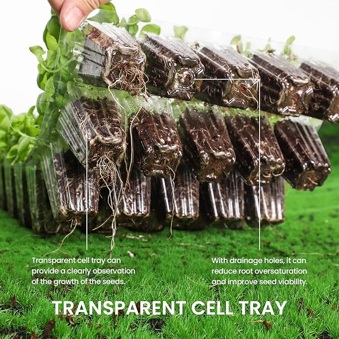 MIXC Seed Starter Tray with Lights, 2 Packs Mini Propagator Plant Grow Kit Greenhouse with Humidity Vented Domes and Base for Seeds Starting, Green