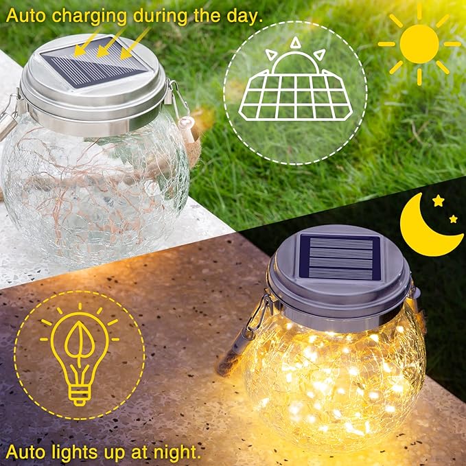 ROSHWEY Solar Lantern, 2 Pack Outdoor Lanterns with 30 LED Waterproof Garden Decor Patio Solar Lights Outdoor Decorative Backyard Outdoor Hanging, Warm Light