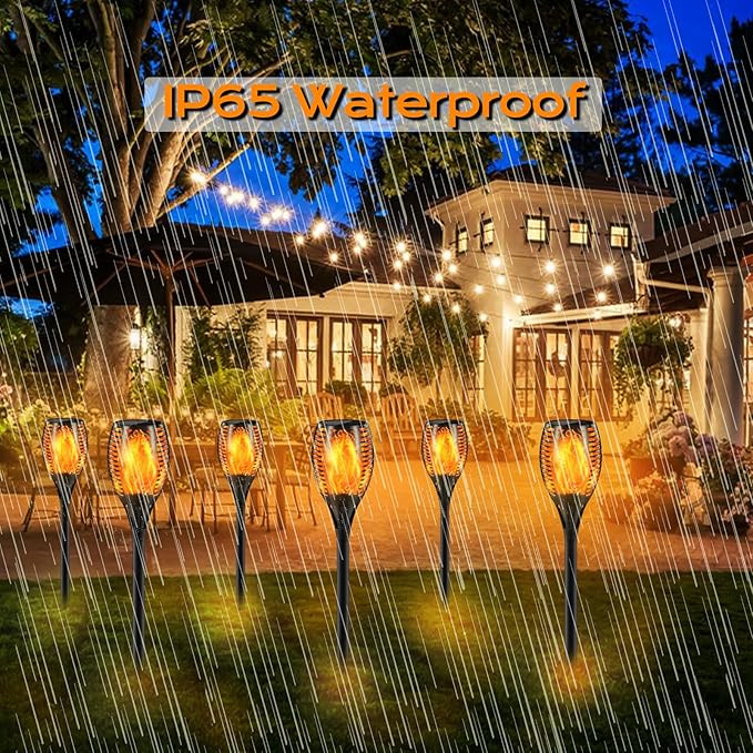 Upgraded Larger Solar Torch Lights, 43" Flickering Flame Solar Lights, Waterproof Outdoor Solar Landscape Decoration Lighting 96 LED Auto On/Off Garden Patio Yard Pathway,Black 1 Pack (1)