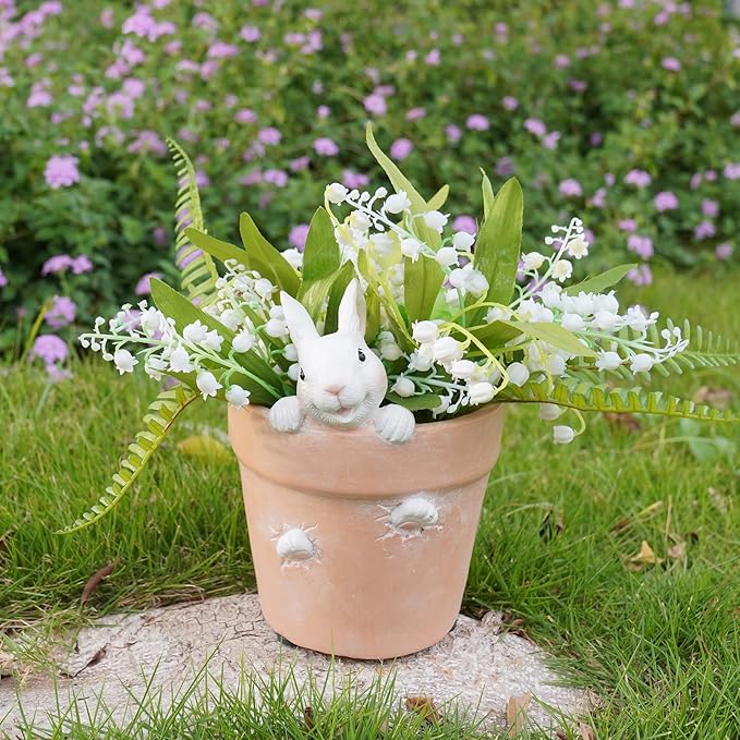 Easter - Spring Flower Pot - Bunny Decor - Easter Decoration - Decorative Garden Pots for Cactus Succulents Planter with Drainage Hole for Home Farmhouse Decor 5.75 x 5 x 7.25 inch Newman House Studio