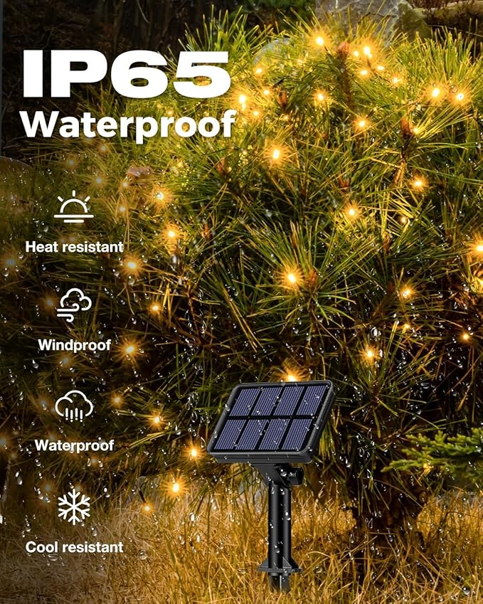 3 Pack Solar Fairy Lights for Outside Waterproof, Total 147FT 450LED Solar String Lights Outdoor 8 Modes Solar Twinkle Lights for Garden Yard Christmas Tree Wedding Party Decor, Warm White