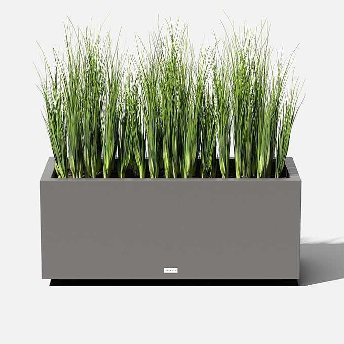 Veradek Block Series Long Box Planter - Large Rectangular Planter for Indoor or Outdoor Patio/Porch | Durable All-Weather Use with Drainage Holes | Modern Décor for Tall Plants, Flowers or Shrubs
