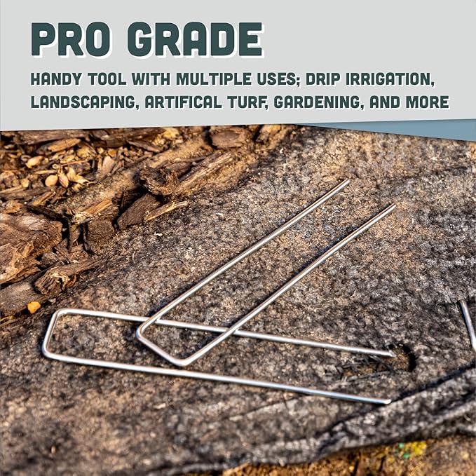 Squirrel Products U Shape Garden Stakes Metal, 6 Inch Landscaping Staples, 11 Gauge Stakes for Landscaping Fabric, 2.9mm 15x2.5x15cm – 150 Pack