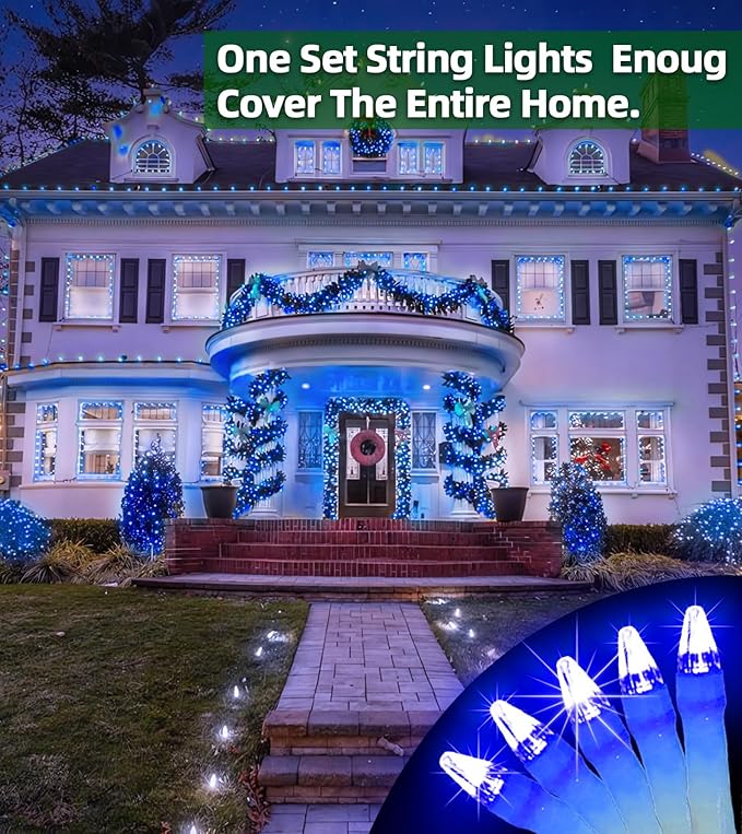 750 LED 246FT Christmas Lights Outdoor, Super Long Waterproof Christmas String Lights with 8 Modes, Christmas Tree Lights with Timer Memory for Fence Garden Xmas Wedding Party Decor Blue