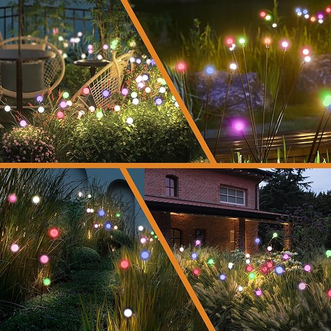 Multicolour-4Pack 32LED Firefly Multicolour Changing Lights,Garden Solar Lights Outdoor Decorative,Yard Waterproof Solar (Multicolour-4pcs)