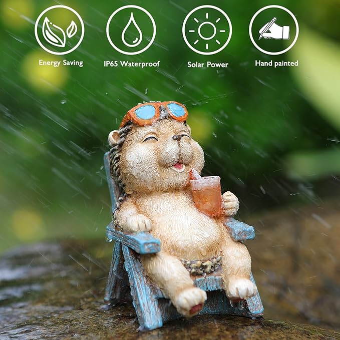 Miniature Hedgehog Figurine Garden Decor, Solar Resin Hedgehog Statue for Outside Garden Lawn Yard Patio& Home Office Decorations,Ideal Hedgehog Ornaments Garden Birthday Gifts for Mom Women Grandma