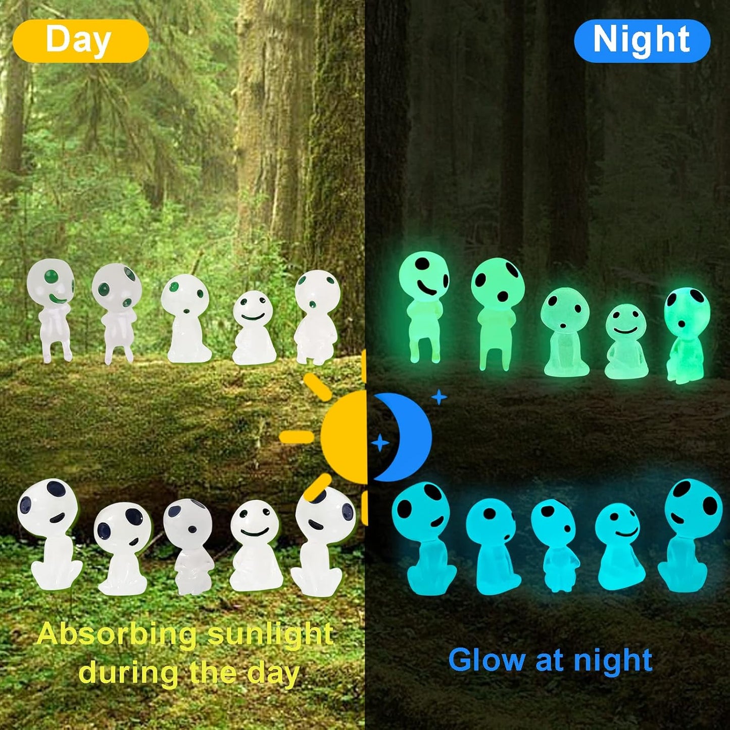 CCINEE 20Pcs Glow in Dark Tree Elves Fairy Luminous Ghost Micro Landscape Accessories Miniature Tree Elves Decoration for Garden Landscape Aquarium Dollhouse Potted Plants Decoration