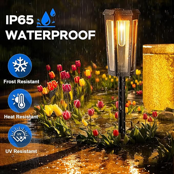 Solar Lights Outdoor 8 Pack Solar Garden Light for Patio IP65 Waterproof Bright Pathway Lights Outdoor Solars Powered Landscape Lighting for Yard Patio Walkway Driveway Pathway (Warm Light)