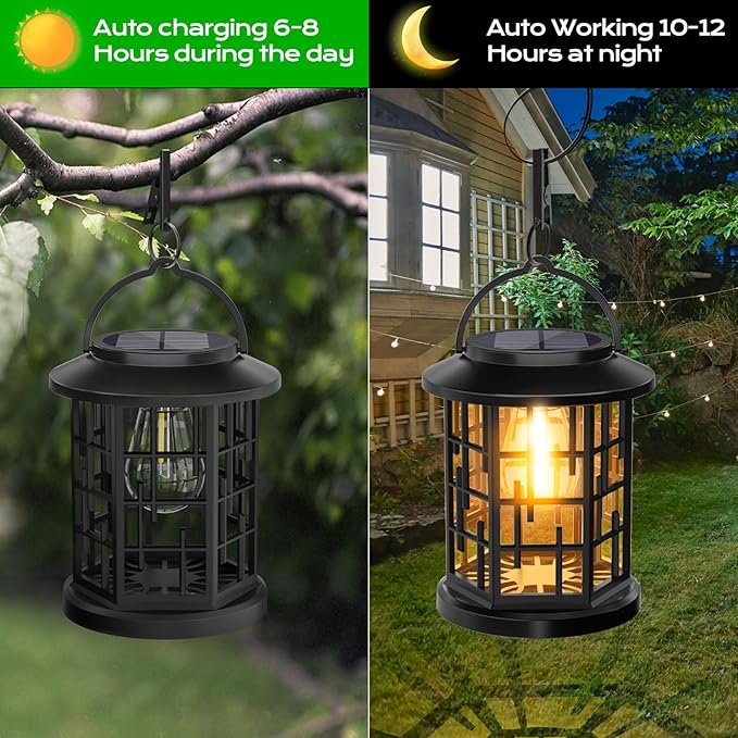 Solar Lanterns Outdoor Waterproof, Outdoor Solar Lights for Garden, Patio Yard Party Outdoor Decor, 2 Pack