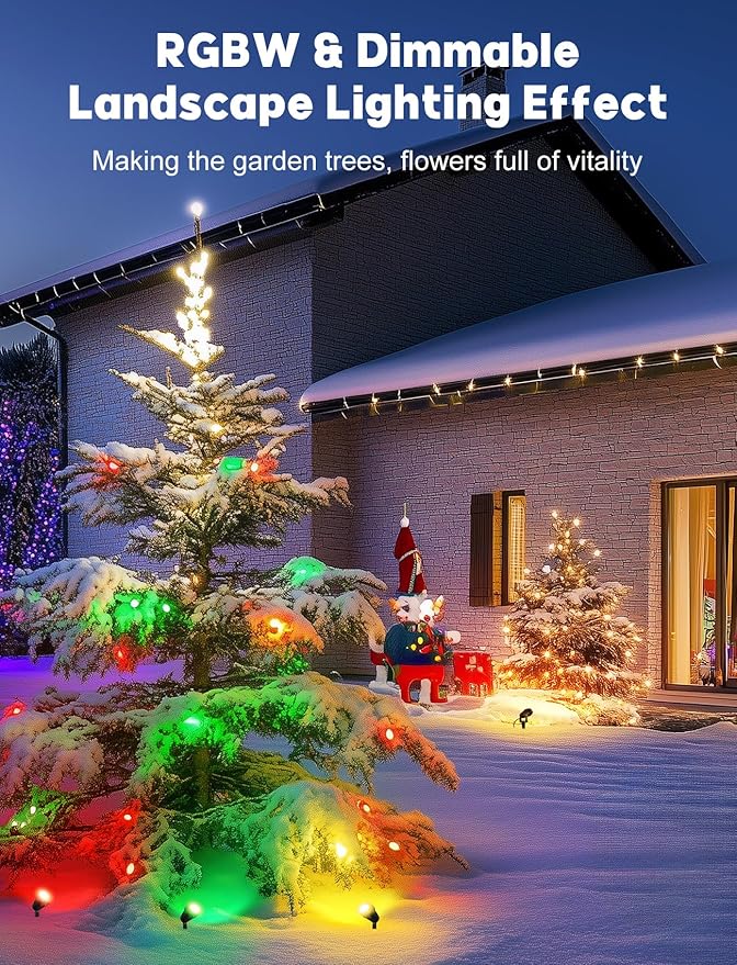 OurLeeme Lawn Flood Light Stake, 2-in-1 Waterproof Outdoor Remote controlle Landscape Lighting Spotlight Wall Light for Yard Garden Driveway Pathway Pool(2 Pack)