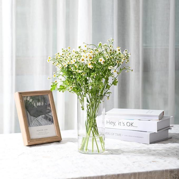 Clear Flower Vase, Non-breakable Vases, 5" W x 12" H, Acrylic Vase, Aesthetic Room Decor Cylindrical Modern Flower Vases for Table Centerpiece, Home Decor, Women Floral Arrangement Gift