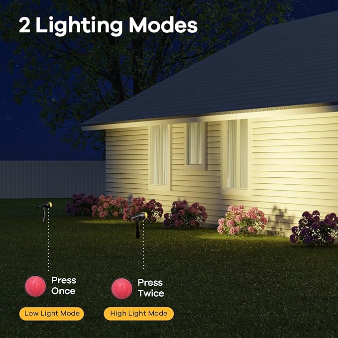 Consciot Solar Spotlights Outdoor, IP67 Waterproof 2-in-1 Solar Spot Lights, Durable Christmas Decorations Lights for Garden Yard Pathway Driveway Porch Walkway, Auto On/Off, 6 Pack(Warm White)