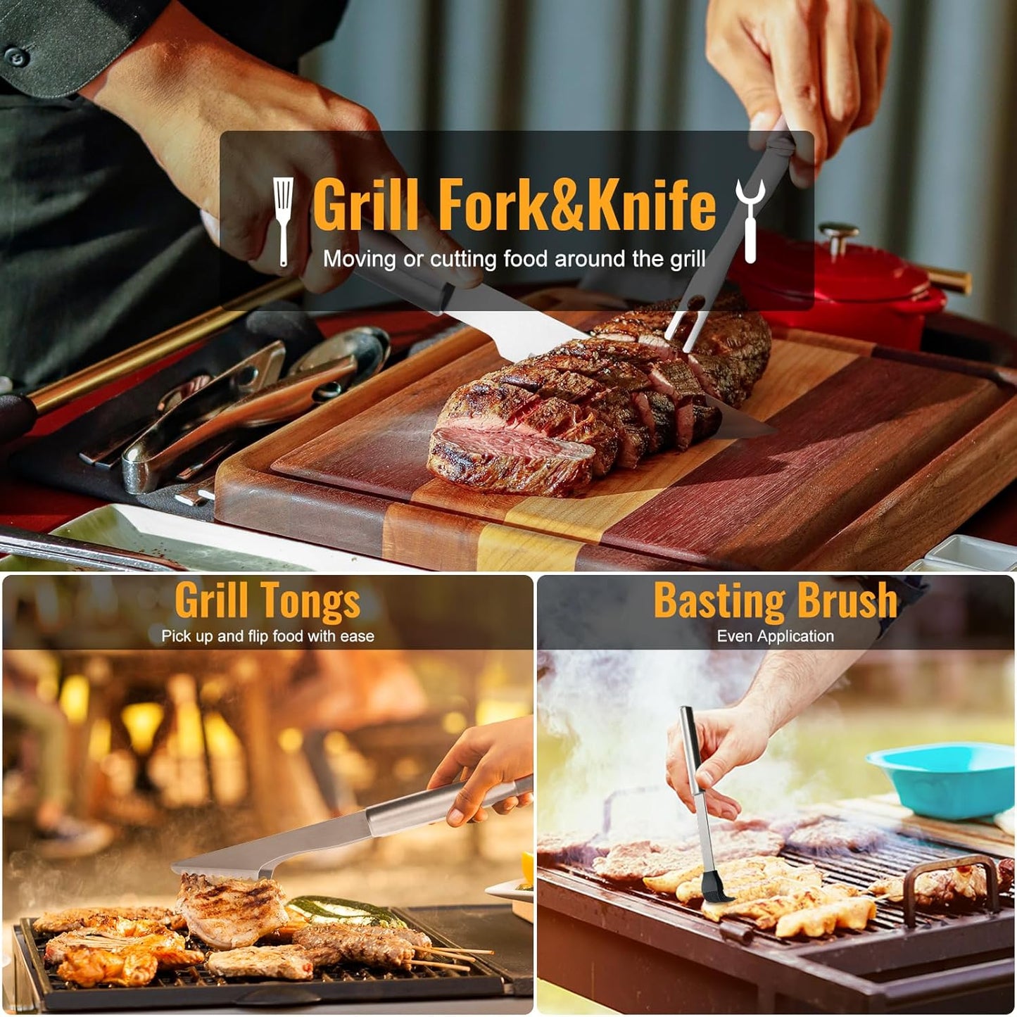 22Pcs Grilling Accessories, BBQ Accessories with Aluminum Case, Stainless Steel Grill Set Tools for Outdoor Camping&Barbecue, Grilling Gifts for Men Dad Fathers Day