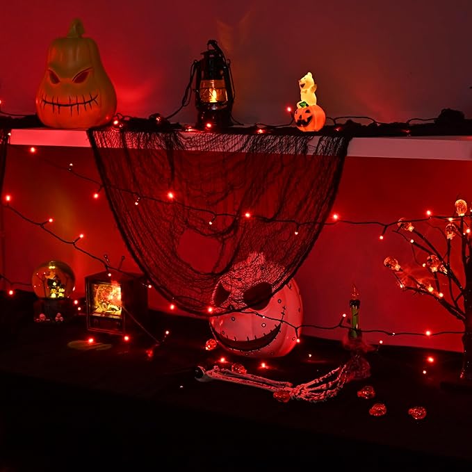 300 LED Halloween String Lights, 118FT Waterproof Outdoor Red Halloween Lights with 8 Modes for Yard & Garden Decoration (118 Ft)
