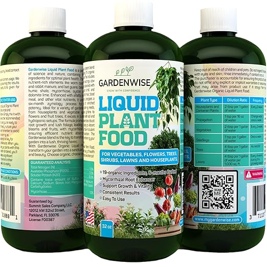 Organic Liquid Plant Food for Indoor Houseplants – All Purpose Fertilizer for Potted Plants, Vegetables, Succulents, Orchids, Roses – Miracle Growth with Mycorrhizae (16 oz)
