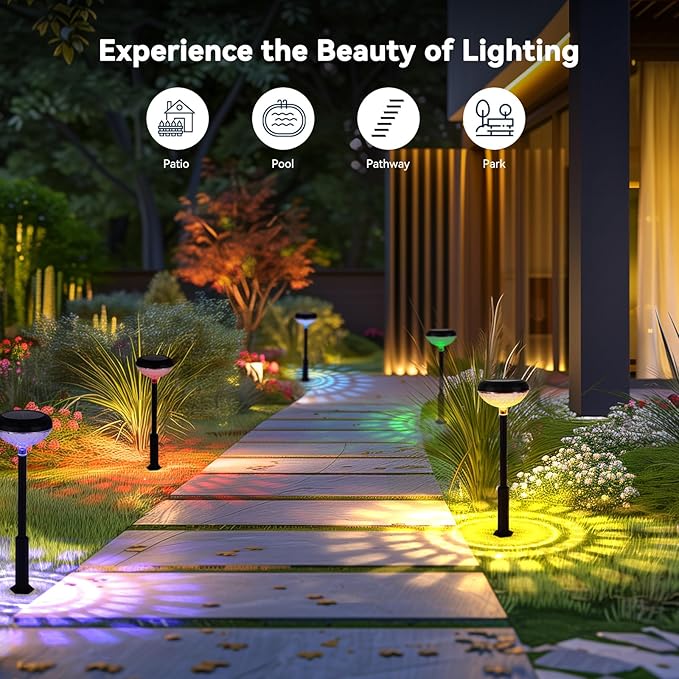Outdoor Pathway Lights Solar Powered: 6 Pack RGB Landscape Path Lights Led Yard Light - Color Changing Lights Garden Decor for Outside Backyard Sidewalk Patio Walkway Decorations