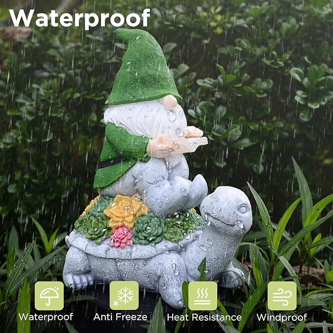 JOBOSI Dwarfs Solar Light Garden Decor Yard Decor Turtle Decor Santa Claus Turtle Solar Light Dwarf Garden Gnome Statues Gifts for mom, Gifts for Grandma