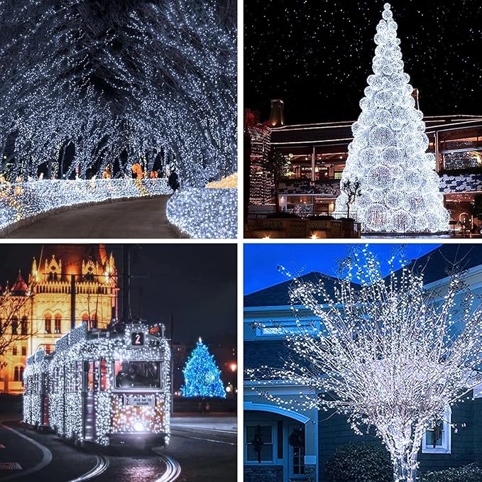 Solar String Lights Outdoor, Upgraded 2-Pack 80FT 200 LED Solar Twinkle Light for Outside, Waterproof Silver Wire 8 Modes Solar Fairy Lights for Garden Patio Tree Christmas Party Wedding (Cool White)