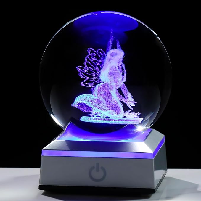 Qianwei 3D Crystal Fairy Decor - Guardian Angel Statue, Sympathy & Birthday Gifts, Christian Keepsake & Paperweight