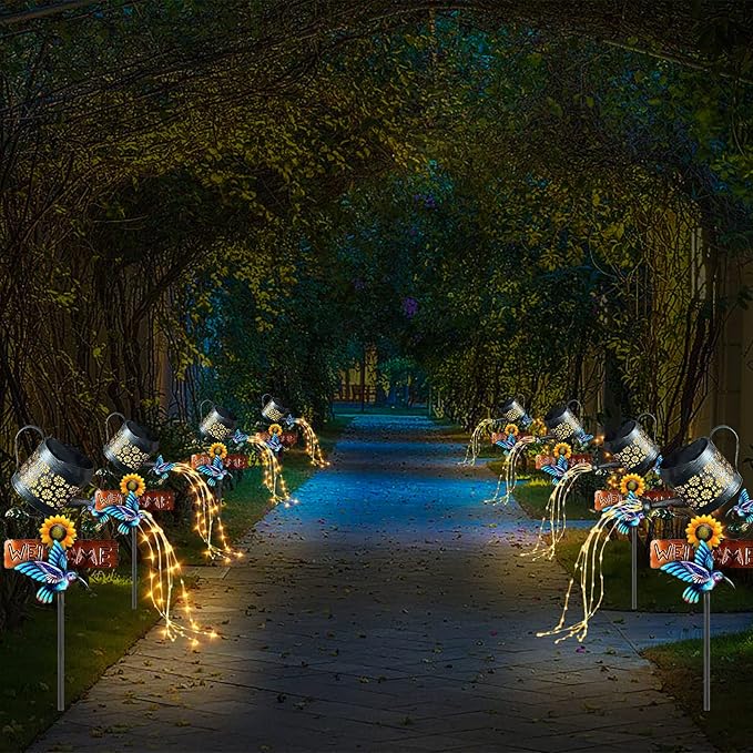 Solar Watering Can Lights, 1 Pack Outdoor Solar Lantern Decorative, Solar Outdoor Lights Watering Can Lantern for Balcony Garden Courtyard Patio Yard Lawn Patio Walkway Party Decorations