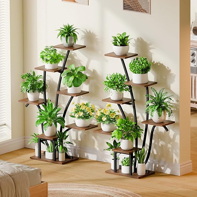 Plant Stand Indoor with Grow Lights - 7 Tiered Corner Plant Shelf Indoor, 43" Tall Plant Stands for Indoor Plants, Metal Plant Shelves, Flower Plant Holder for Living Room, Balcony, Patio Decor