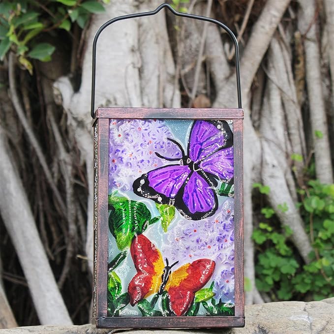 Hanging Solar Lantern, Outdoor Decorative, LED Solar Butterfly Lights, Tabletop Lamp for Outdoor Patio Garden