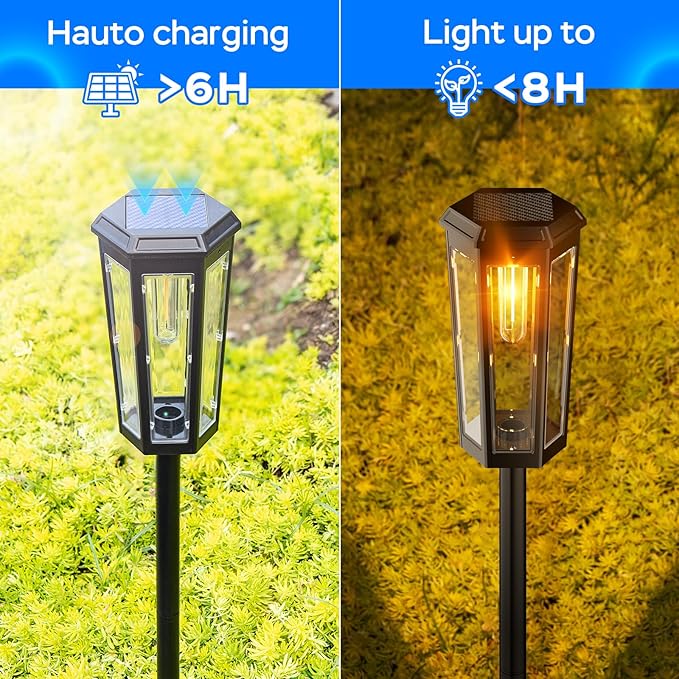 Solar Lights Outdoor 8 Pack Solar Garden Light for Patio IP65 Waterproof Bright Pathway Lights Outdoor Solars Powered Landscape Lighting for Yard Patio Walkway Driveway Pathway (Warm Light)