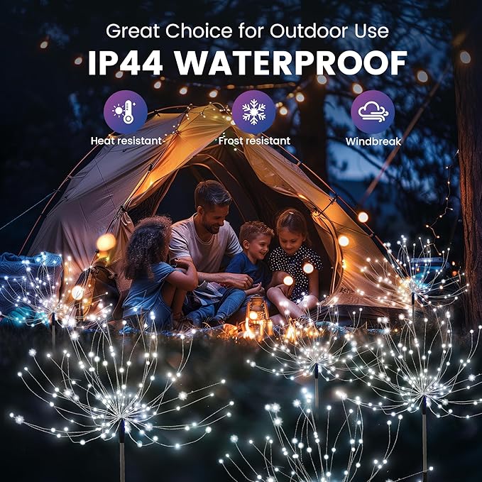 Garden Decor Solar Lights Outdoor,2Pack 120LED Waterproof Cold White Solar Garden Lights Your Outdoor Decoration,Yard, Patio, Porch,Flower Pot,Pathway,Christmas