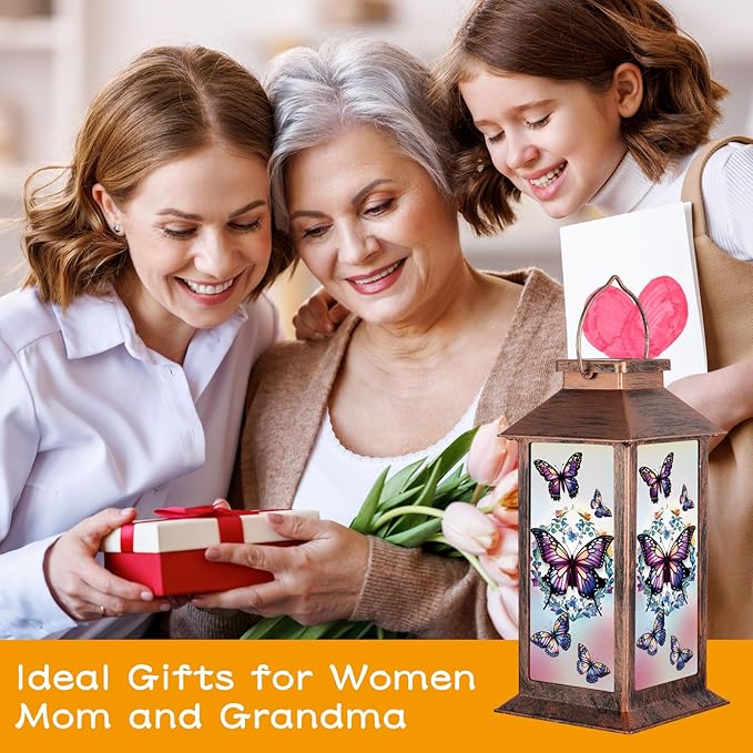 Solar Lantern Outdoor Waterproof Butterfly Garden Decor Birthday Gifts for Women Mom and Grandma Solar LED Plastic Decorative Hanging Light for Yard(Butterfly)