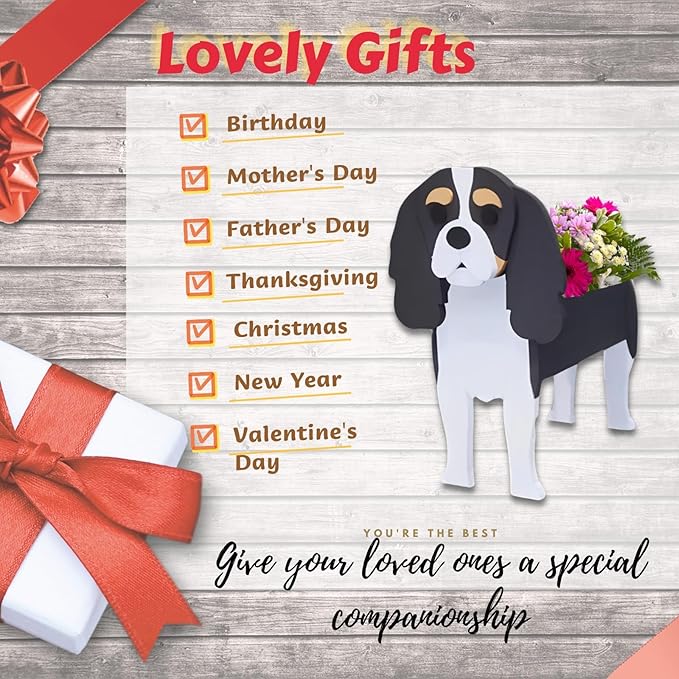 Cavalier King Charles Spaniel Dog Planter Plant Pots,Cute Garden Dog Flower Planter,Large Dog Planters Birthday Gifts for Women,Office,Indoor/Outdoor Decor(9.84 * 10.24 * 16in)