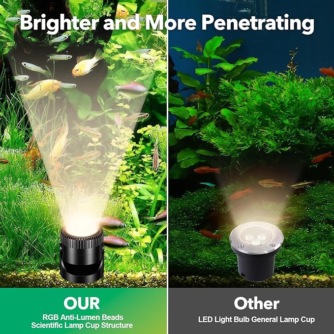 POPOSOAP Solar Pond Lights, 3-in-1 Warm White Underwater Pond Lights, IP68 Waterproof LED Landscape Spotlights for for Pond, Garden, Patio, Fountain, Pool, Waterfall Decoration(3 Head Lamp)