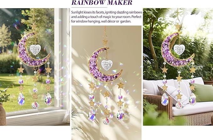 Aunt Gifts from Niece, for Aunt Auntie Gifts, Best Aunt Ever Gifts Aunt Birthday Gifts for Auntie, Auntie Gifts for Women Moon Crystal Suncatcher for Window Hanging Wall Decor