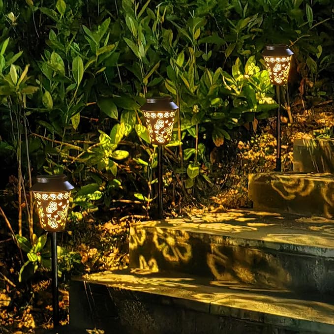 Solar Pathway Lights Outdoor Waterproof, Metal Copper Butterfly Lantern for Yard, Garden, Walkway, Patio Decor and More, Ideal Landscape Lighting Gift for Women, Mom, Grandma