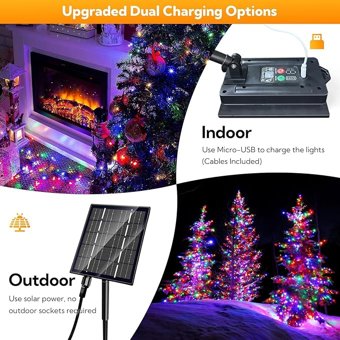 Solar Christmas Lights Outdoor Waterproof, 400 LED 137FT Solar Powered LED String Lights Green Wire with 19 Modes Waterproof Fairy Lights for Bedroom Patio Garden Tree Party Yard Decoration