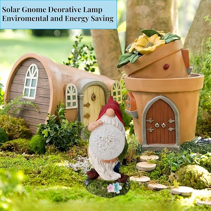 GUCHO Solar Gnomes Decorations for Yard,Outdoor Garden Gnomes Figurine Lights,Weather Resistant,Lawn Decor Statue for Patio, Balcony,Yard,Garden Decorations,Unique Housewarming Gifts for Women Men